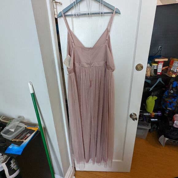 ·Anaya With Love Bridesmaid tulle plunge front maxi dress in pink - Picture 6 of 7